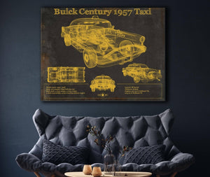 Cutler West 1957 Buick Century Taxi Blueprint Dark Color Vintage Auto Print