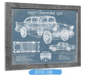 14" x 11" / Greyson Frame Cutler West 1957 Buick Century Taxi Blueprint Dark Color Vintage Auto Print