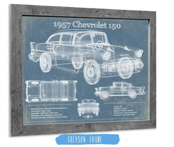 14" x 11" / Greyson Frame Cutler West 1957 Buick Century Taxi Blueprint Dark Color Vintage Auto Print