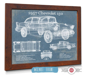 20" x 16" / Walnut Frame Cutler West 1957 Buick Century Taxi Blueprint Dark Color Vintage Auto Print