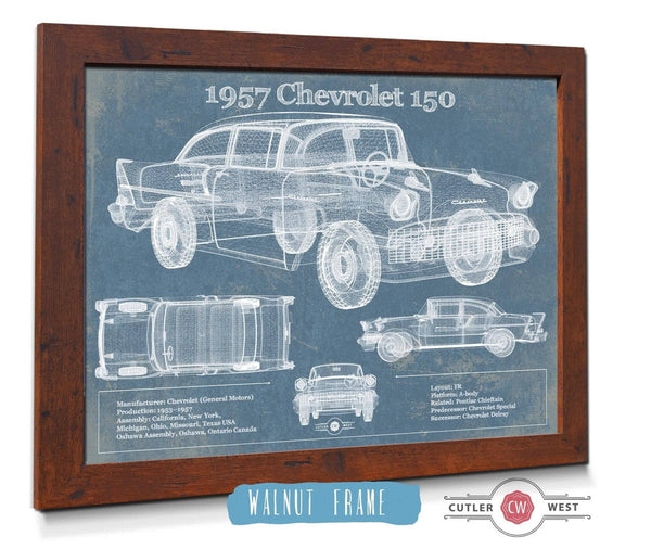 20" x 16" / Walnut Frame Cutler West 1957 Buick Century Taxi Blueprint Dark Color Vintage Auto Print