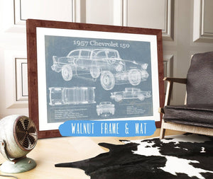 20" x 16" / Walnut Frame & Mat Cutler West 1957 Buick Century Taxi Blueprint Dark Color Vintage Auto Print