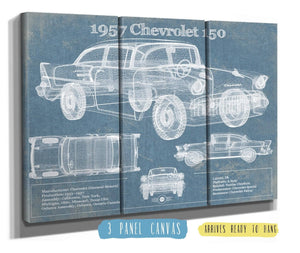 36" x 24" / 3 Panel Canvas Wrap Cutler West 1957 Buick Century Taxi Blueprint Dark Color Vintage Auto Print