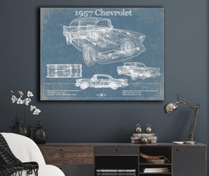 Cutler West 1957 Chevrolet Bel Air Sport Coupé Blueprint Vintage Auto Print