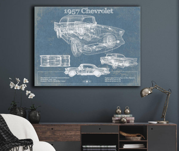 Cutler West 1957 Chevrolet Bel Air Sport Coupé Blueprint Vintage Auto Print
