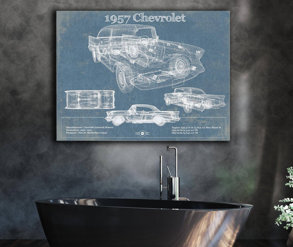 Cutler West 1957 Chevrolet Bel Air Sport Coupé Blueprint Vintage Auto Print
