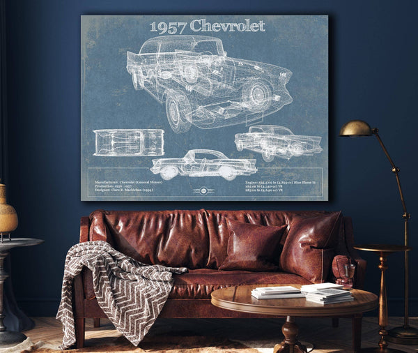 Cutler West 1957 Chevrolet Bel Air Sport Coupé Blueprint Vintage Auto Print