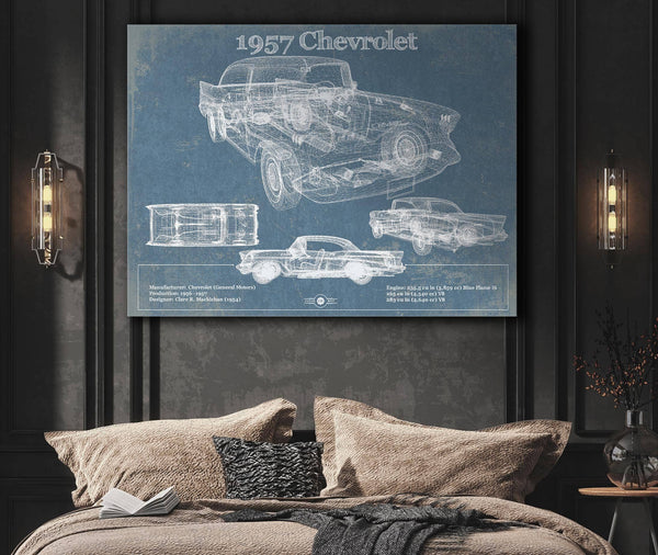 Cutler West 1957 Chevrolet Bel Air Sport Coupé Blueprint Vintage Auto Print