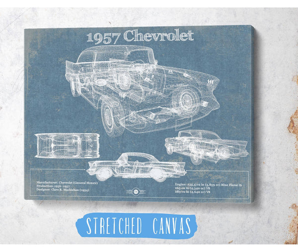 Cutler West 1957 Chevrolet Bel Air Sport Coupé Blueprint Vintage Auto Print