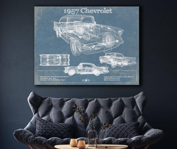 Cutler West 1957 Chevrolet Bel Air Sport Coupé Blueprint Vintage Auto Print