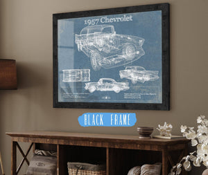 20" x 16" / Black Frame Cutler West 1957 Chevrolet Bel Air Sport Coupé Blueprint Vintage Auto Print