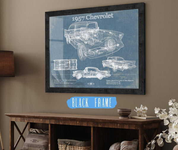 20" x 16" / Black Frame Cutler West 1957 Chevrolet Bel Air Sport Coupé Blueprint Vintage Auto Print