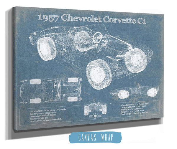 Cutler West 1957 Chevrolet Corvette C1 Vintage Blueprint Auto Print