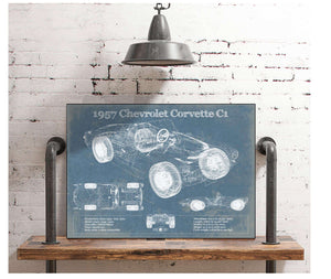 Cutler West 1957 Chevrolet Corvette C1 Vintage Blueprint Auto Print