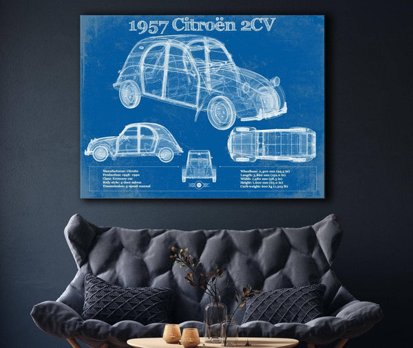 Cutler West 1957 Citroen 2Cv Vintage Blueprint Auto Print