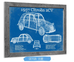 14" x 11" / Greyson Frame Cutler West 1957 Citroen 2Cv Vintage Blueprint Auto Print
