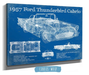 Cutler West 1957 Ford Thunderbird Cabrio Blueprint Vintage Auto Print