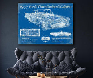 Cutler West 1957 Ford Thunderbird Cabrio Blueprint Vintage Auto Print