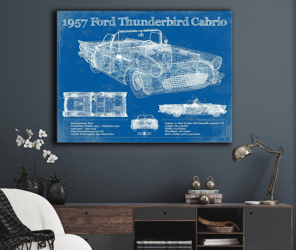 Cutler West 1957 Ford Thunderbird Cabrio Blueprint Vintage Auto Print
