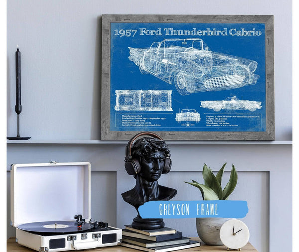 Cutler West 1957 Ford Thunderbird Cabrio Blueprint Vintage Auto Print