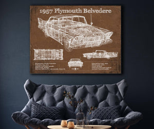 Cutler West 1957 Plymouth Belvedere Vintage Blueprint Auto Print