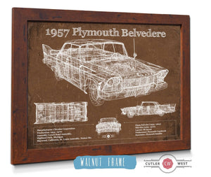 Cutler West 1957 Plymouth Belvedere Vintage Blueprint Auto Print