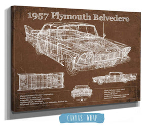 Cutler West 1957 Plymouth Belvedere Vintage Blueprint Auto Print