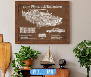 Cutler West 1957 Plymouth Belvedere Vintage Blueprint Auto Print