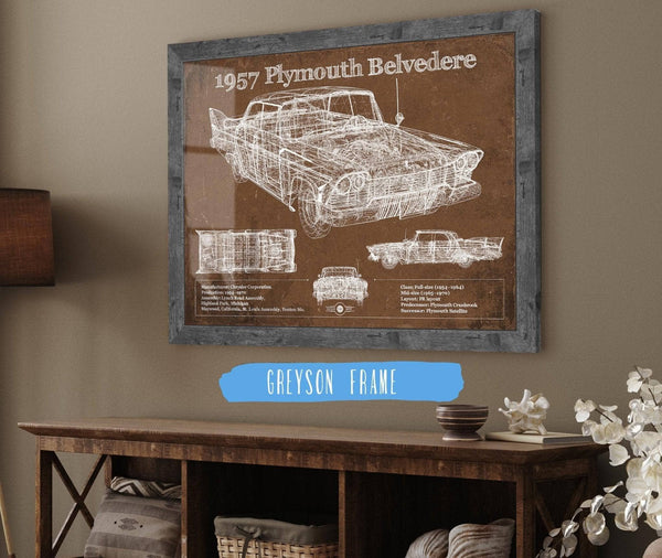 Cutler West 1957 Plymouth Belvedere Vintage Blueprint Auto Print
