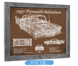 14" x 11" / Greyson Frame Cutler West 1957 Plymouth Belvedere Vintage Blueprint Auto Print