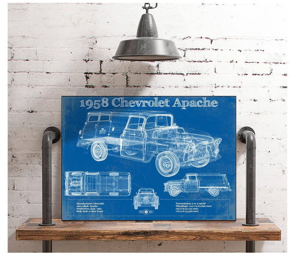 Cutler West 1958 Chevrolet 3100 Apache Panel Van Vintage Blueprint Auto Print