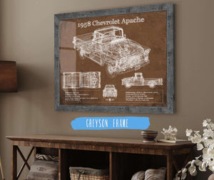 14" x 11" / Greyson Frame Cutler West 1958 Chevrolet Apache Vintage Blueprint Auto Print