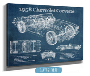 Cutler West 1958 Chevrolet Corvette C1 Blueprint Vintage Auto Print