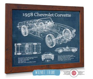 Cutler West 1958 Chevrolet Corvette C1 Blueprint Vintage Auto Print