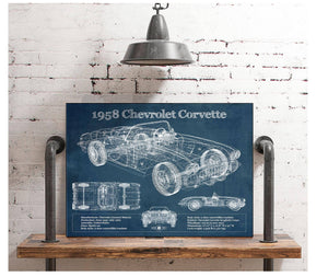 Cutler West 1958 Chevrolet Corvette C1 Blueprint Vintage Auto Print