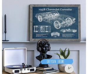 Cutler West 1958 Chevrolet Corvette C1 Blueprint Vintage Auto Print