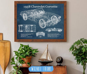Cutler West 1958 Chevrolet Corvette C1 Blueprint Vintage Auto Print