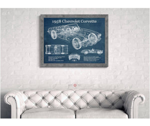 Cutler West 1958 Chevrolet Corvette C1 Blueprint Vintage Auto Print