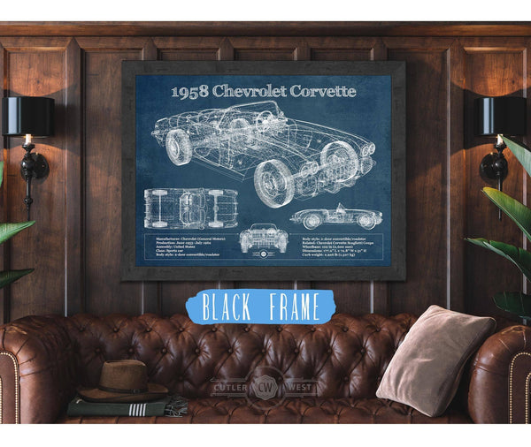 Cutler West 1958 Chevrolet Corvette C1 Blueprint Vintage Auto Print