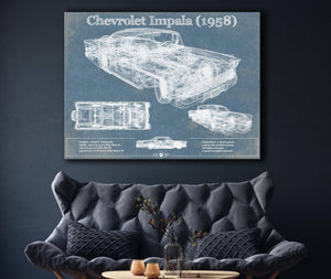 Cutler West 1958 Chevrolet Impala Blueprint Vintage Auto Print
