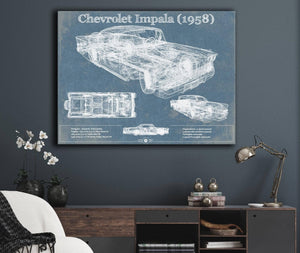 Cutler West 1958 Chevrolet Impala Blueprint Vintage Auto Print