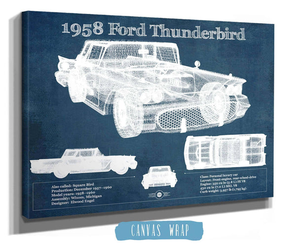 Cutler West 1958 Ford Thunderbird Vintage Blueprint Auto Print