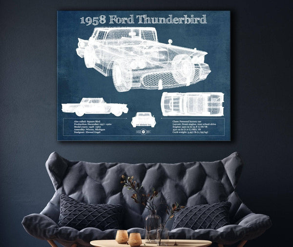 Cutler West 1958 Ford Thunderbird Vintage Blueprint Auto Print