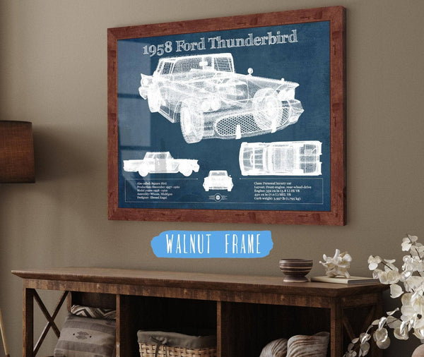 Cutler West 1958 Ford Thunderbird Vintage Blueprint Auto Print