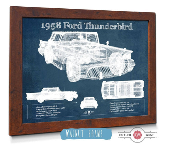 Cutler West 1958 Ford Thunderbird Vintage Blueprint Auto Print