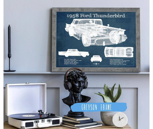 Cutler West 1958 Ford Thunderbird Vintage Blueprint Auto Print