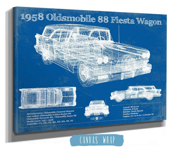 Cutler West 1958 Oldsmobile 88 Fiesta Wagon Vintage Blueprint Auto Print
