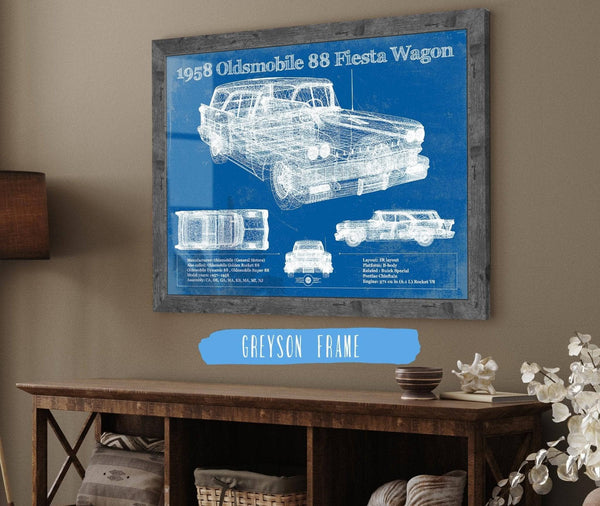 Cutler West 1958 Oldsmobile 88 Fiesta Wagon Vintage Blueprint Auto Print
