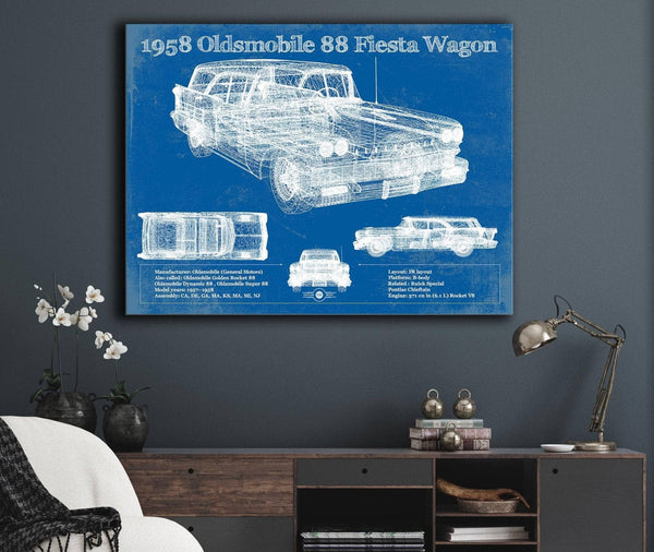 Cutler West 1958 Oldsmobile 88 Fiesta Wagon Vintage Blueprint Auto Print