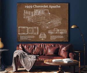 Cutler West 1959 Chevrolet Apache Fleetside Vintage Blueprint Auto Print
